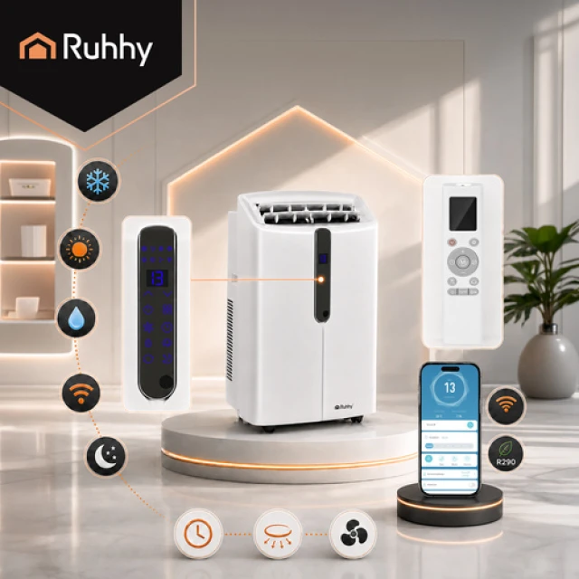 Мобільний кондиціонер Ruhhy 3,5 кВт Wi-Fi 12000 BTU 30 м² (5900779964167)