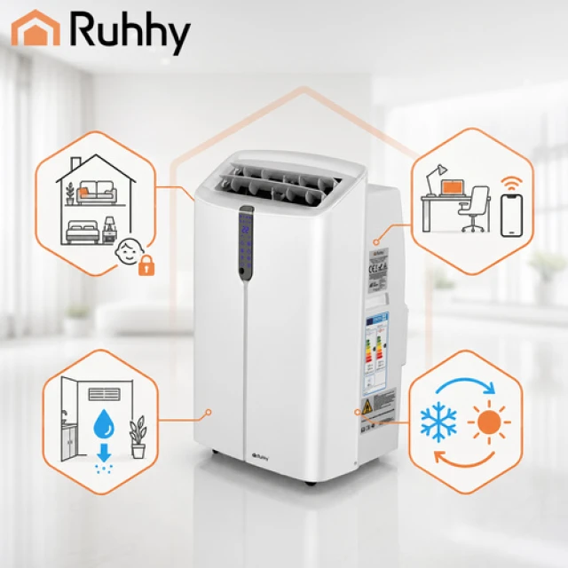 Мобільний кондиціонер Ruhhy 3,5 кВт Wi-Fi 12000 BTU 30 м² (5900779964167)