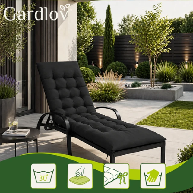 Стьобана подушка для садового шезлонгу Gardlov 180x50x9 см Black (5900779964211)