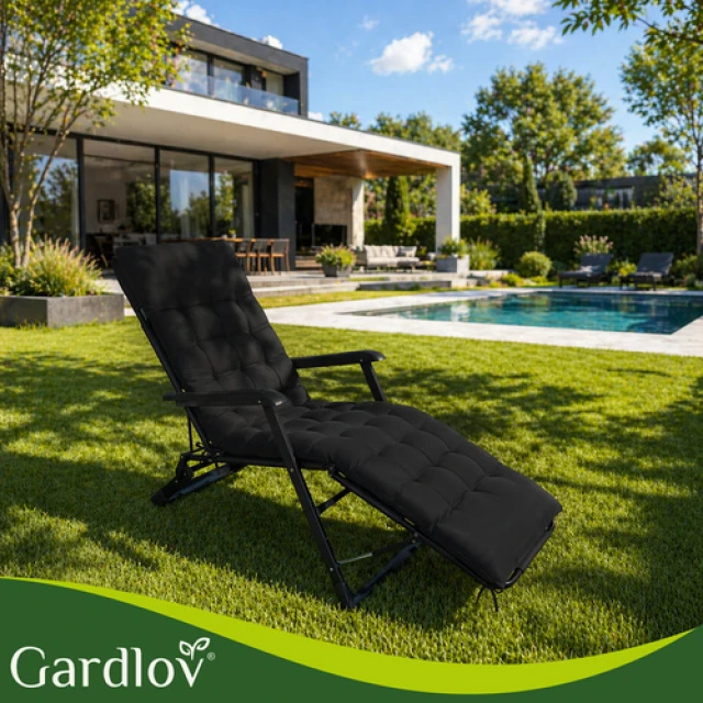 Стьобана подушка для садового шезлонгу Gardlov 180x50x9 см Black (5900779964211)