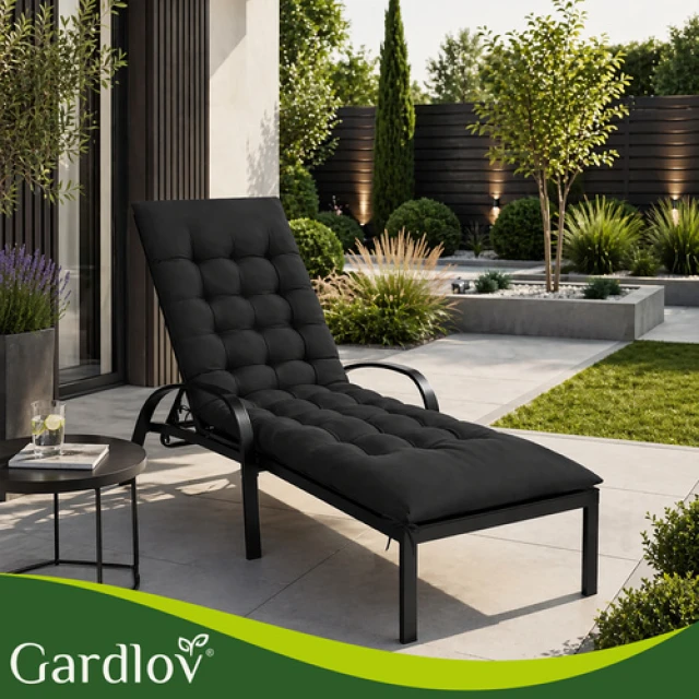 Стьобана подушка для садового шезлонгу Gardlov 180x50x9 см Black (5900779964211)