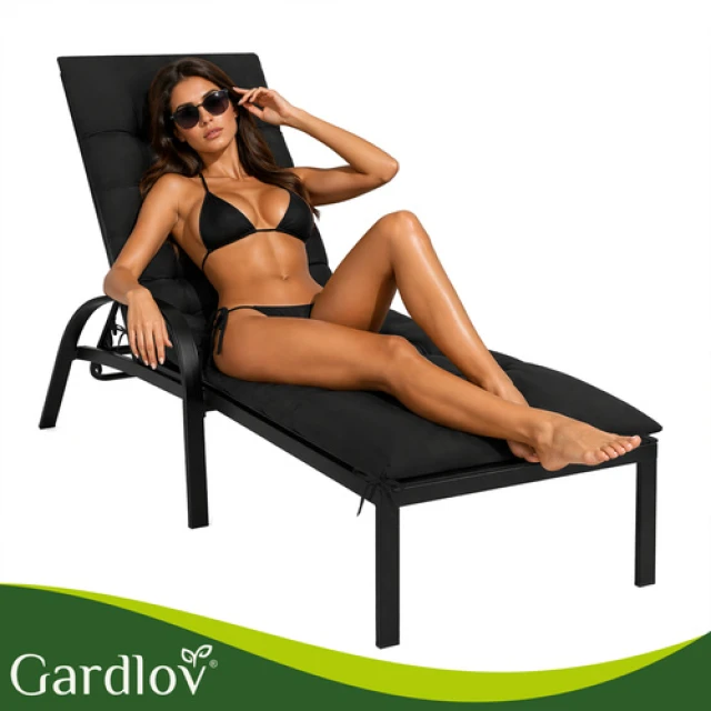 Стьобана подушка для садового шезлонгу Gardlov 180x50x9 см Black (5900779964211)