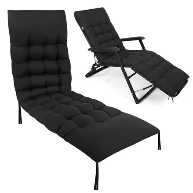 Стьобана подушка для садового шезлонгу Gardlov 180x50x9 см Black (5900779964211)