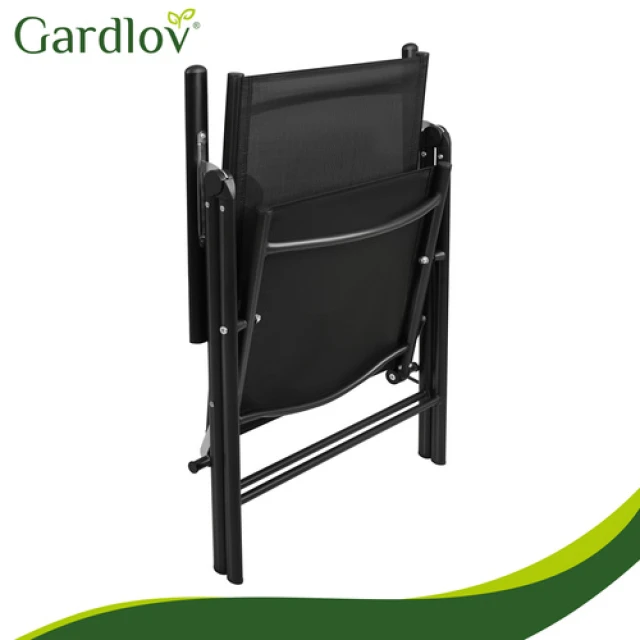 Садове крісло складане регульоване з підголівником Gardlov Black 2 шт (5900779964457)
