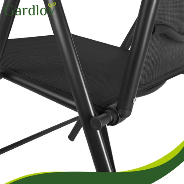 Садове крісло складане регульоване з підголівником Gardlov Black 2 шт (5900779964457)