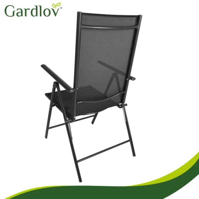 Садове крісло складане регульоване з підголівником Gardlov Black 2 шт (5900779964457)