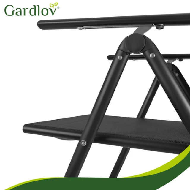 Садове крісло складане регульоване з підголівником Gardlov Black 2 шт (5900779964457)