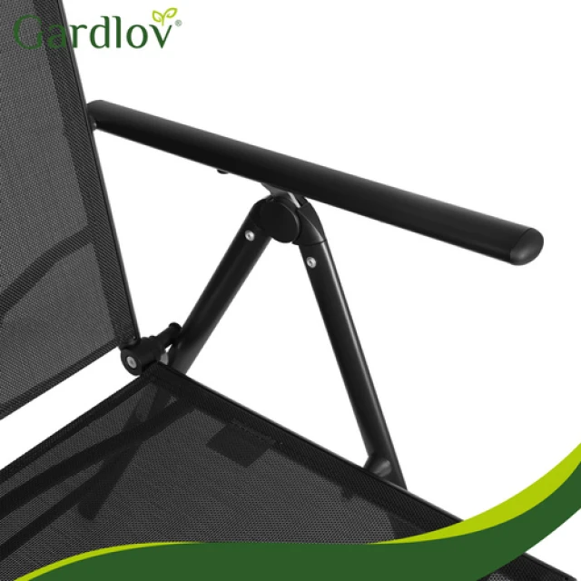Садове крісло складане регульоване з підголівником Gardlov Black 2 шт (5900779964457)