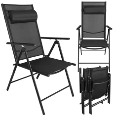 Садове крісло складане регульоване з підголівником Gardlov Black 2 шт (5900779964457)