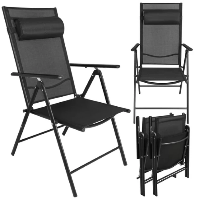 Садове крісло складане регульоване з підголівником Gardlov Black 2 шт (5900779964457)