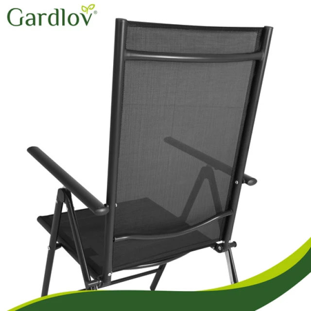 Садове крісло складане регульоване з підголівником Gardlov Black 2 шт (5900779964457)