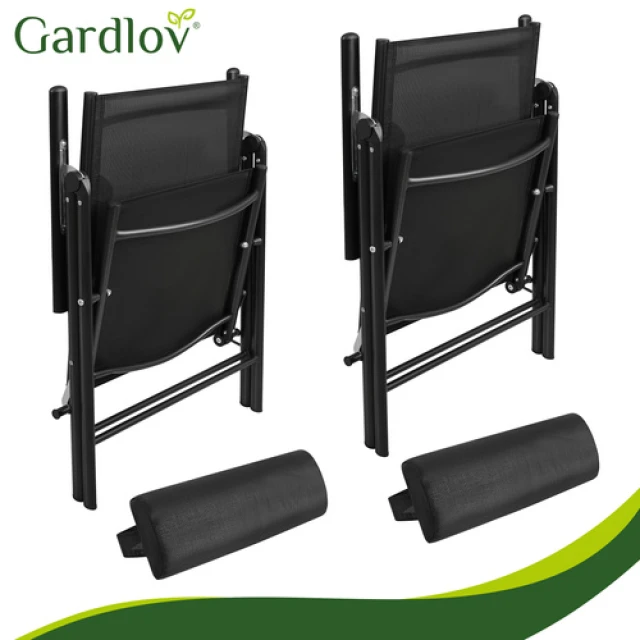 Садове крісло складане регульоване з підголівником Gardlov Black 2 шт (5900779964457)