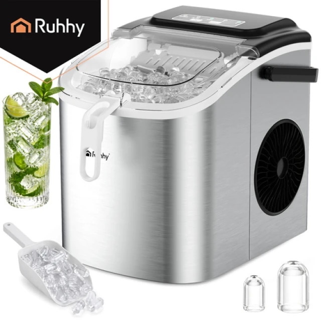 Льодогенератор Ruhhy 1,2 л 12 кг/24 год з лопаткою Silver (5900779964648)