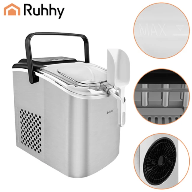 Льодогенератор Ruhhy 1,2 л 12 кг/24 год з лопаткою Silver (5900779964648)