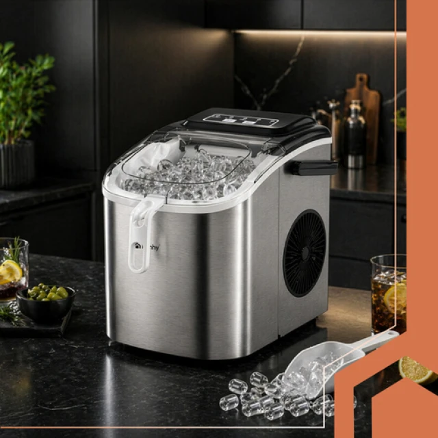 Льодогенератор Ruhhy 1,2 л 12 кг/24 год з лопаткою Silver (5900779964648)