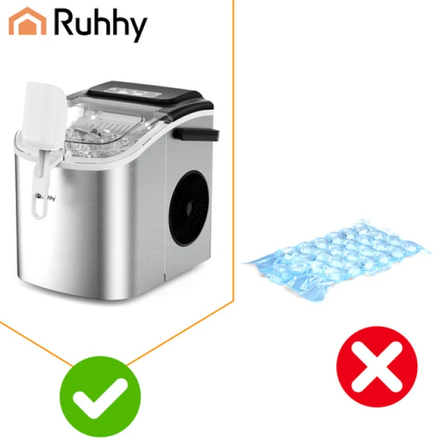 Льодогенератор Ruhhy 1,2 л 12 кг/24 год з лопаткою Silver (5900779964648)
