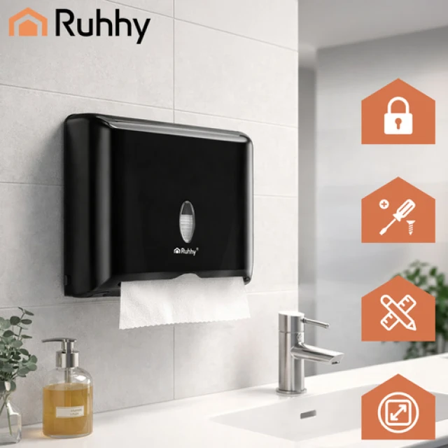 Диспенсер для паперових рушників настінний Ruhhy Black (5900779964662)