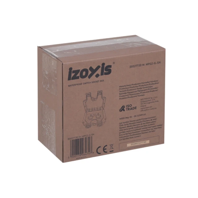 Розетка подвійна зовнішня Izoxis IP66 230 В 16 А (5900779964747)