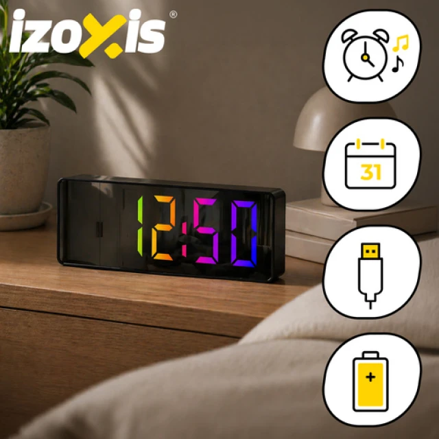 Часы-будильник Izoxis LED с дисплеем температуры USB (5900779964778)