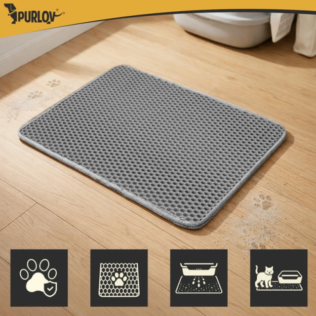 Килимок під туалет для котів Purlov 60x45 см Grey (5900779964877)