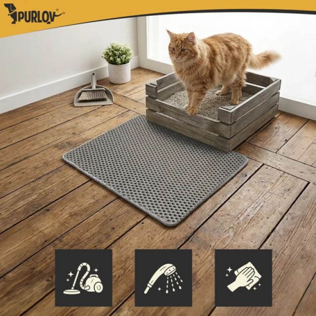 Килимок під туалет для котів Purlov 60x45 см Grey (5900779964877)