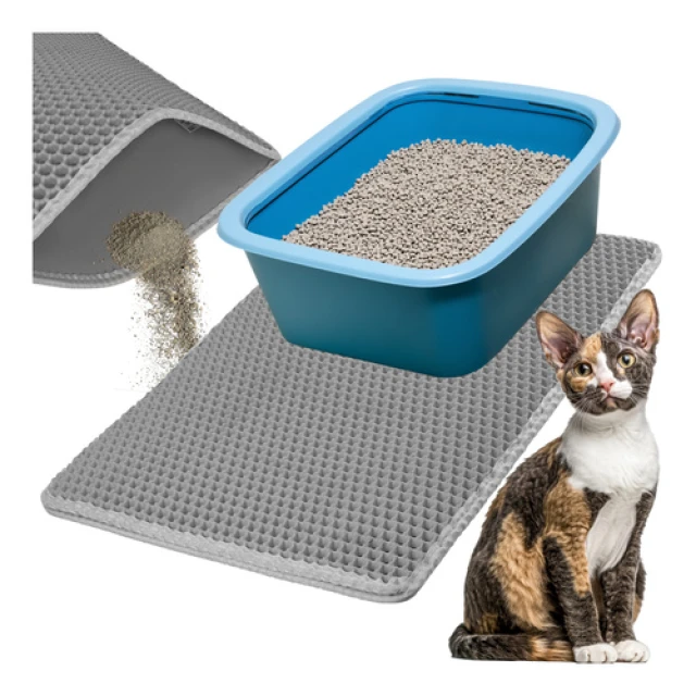 Килимок під туалет для котів Purlov 60x45 см Grey (5900779964877)