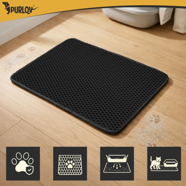 Килимок під туалет для котів Purlov 60x45 см Black (5900779964884)