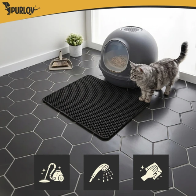 Килимок під туалет для котів Purlov 60x45 см Black (5900779964884)