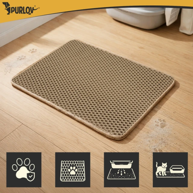 Килимок під туалет для котів Purlov 60x45 см Beige (5900779964891)