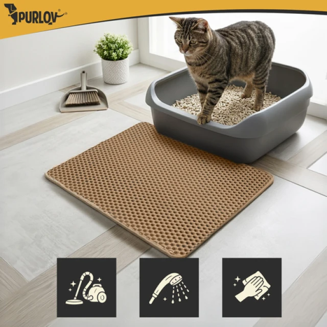 Килимок під туалет для котів Purlov 60x45 см Beige (5900779964891)