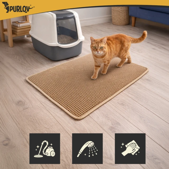 Килимок для котячого туалету Purlov 75x55 см Beige (5900779964907)