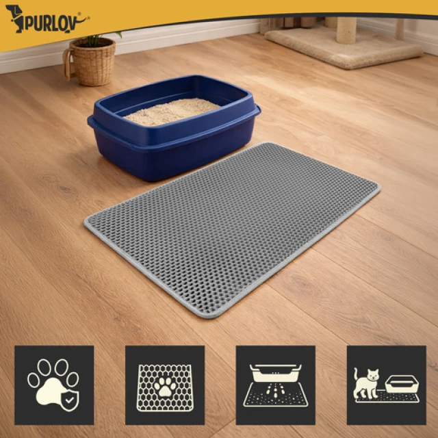 Килимок для туалету для котів Purlov 75x55 см Grey (5900779964921)