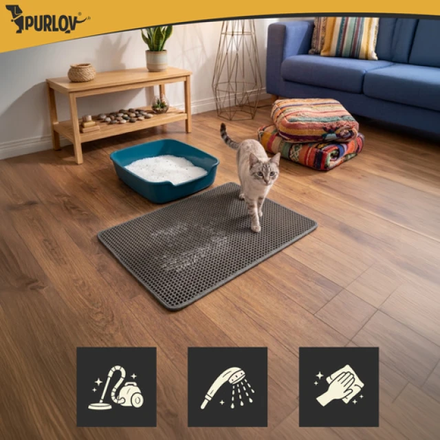 Килимок для туалету для котів Purlov 75x55 см Grey (5900779964921)