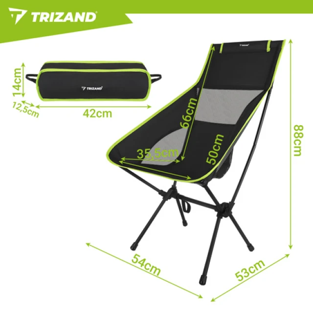 Рибальське крісло Trizand 41x52x86 см складне з чохлом Black (5900779964983)