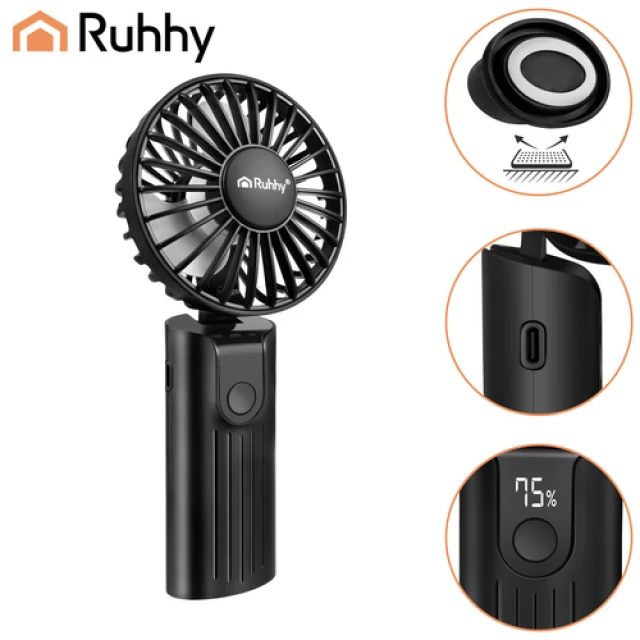 Портативний вентилятор ручний Ruhhy 2400 мАг USB-C Black (5900779965010)