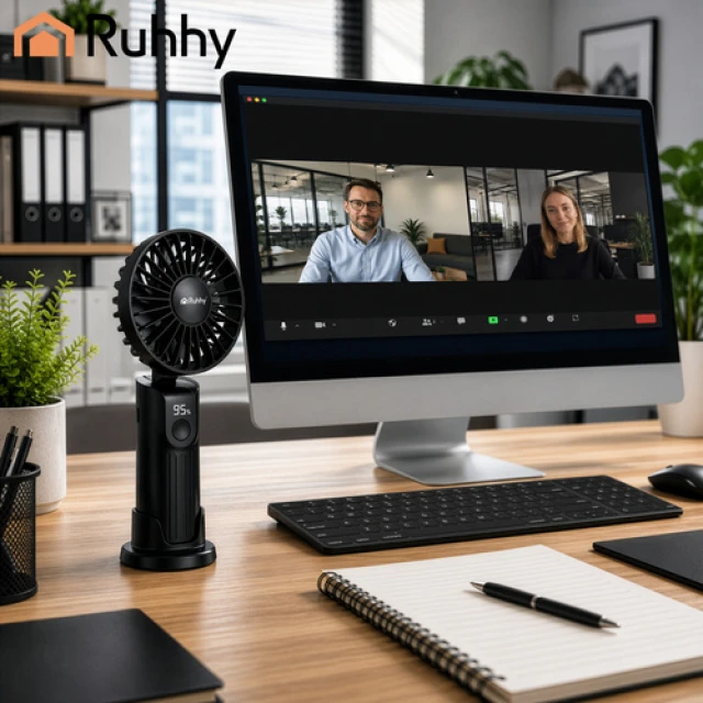 Портативний вентилятор ручний Ruhhy 2400 мАг USB-C Black (5900779965010)