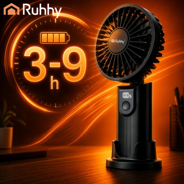 Портативний вентилятор ручний Ruhhy 2400 мАг USB-C Black (5900779965010)