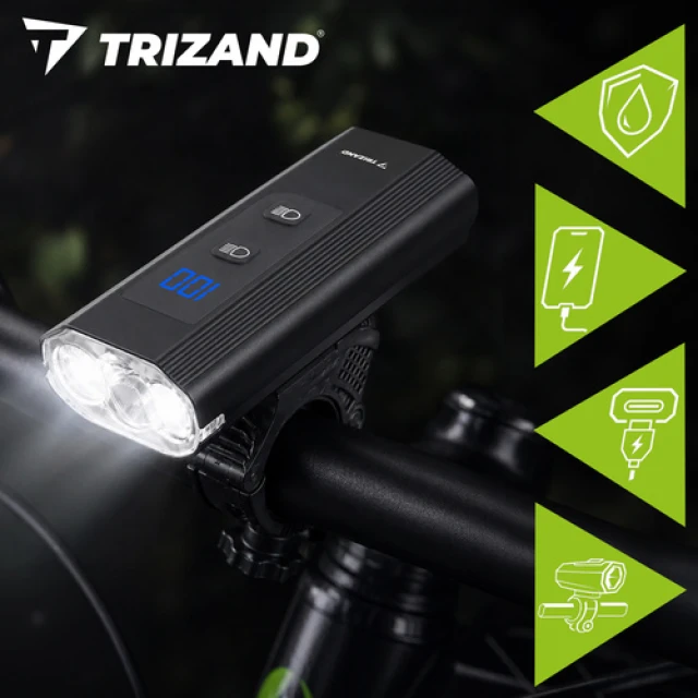 Ліхтар велосипедний Trizand LED 1300 лм передній + задній USB-C 5200 мАч (5900779965164)