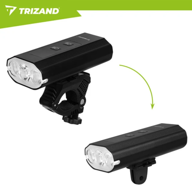 Ліхтар велосипедний Trizand LED 1300 лм передній + задній USB-C 5200 мАч (5900779965164)