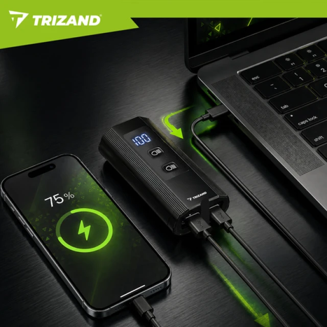 Ліхтар велосипедний Trizand LED 1300 лм передній + задній USB-C 5200 мАч (5900779965164)