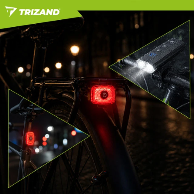 Ліхтар велосипедний Trizand LED 1300 лм передній + задній USB-C 5200 мАч (5900779965164)