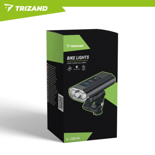 Ліхтар велосипедний Trizand LED 1300 лм передній + задній USB-C 5200 мАч (5900779965164)