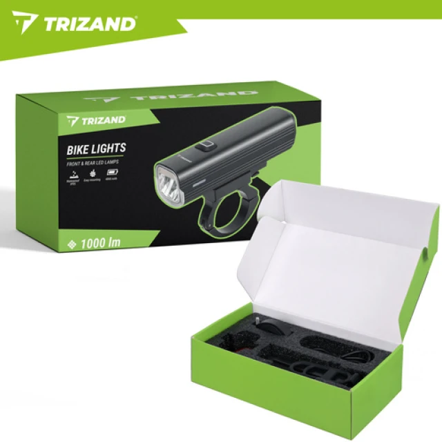 Ліхтар велосипедний Trizand LED 1000 лм передній + задній USB-C 4800 мАч (5900779965171)