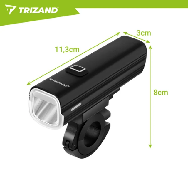 Ліхтар велосипедний Trizand LED 1000 лм передній + задній USB-C 4800 мАч (5900779965171)
