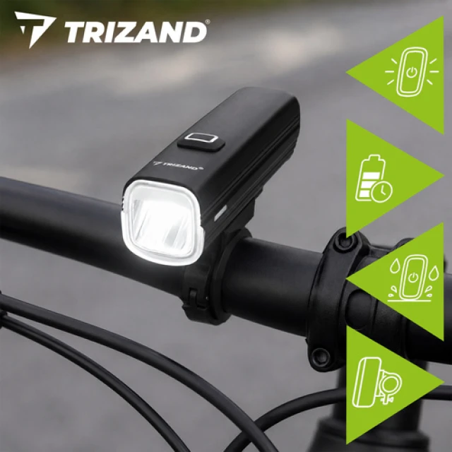 Ліхтар велосипедний Trizand LED 1000 лм передній + задній USB-C 4800 мАч (5900779965171)