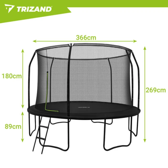 Батут садовий Trizand HQ 366 см з сіткою і драбиною 150 кг (5900779965621)
