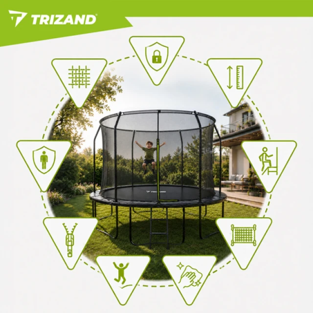 Батут садовий Trizand HQ 366 см з сіткою і драбиною 150 кг (5900779965621)