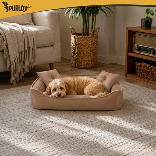 Лежак для собак/котів Purlov 70x50 см Beige (5900779966079)
