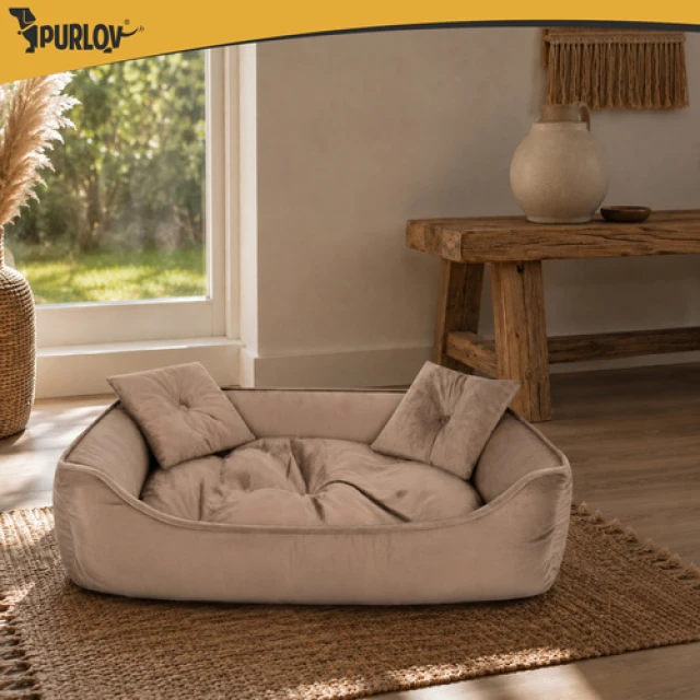 Лежак для собак/котів Purlov 70x50 см Beige (5900779966079)