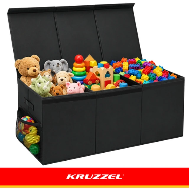 Скриня для іграшок Kruzzel XXL 132 л з кришкою 94 см Black (5900779966321)